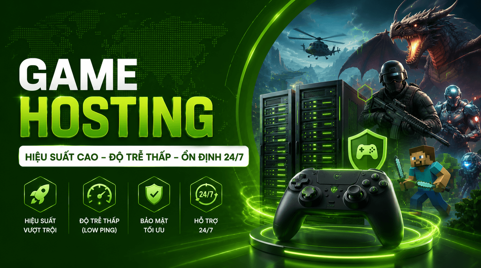 Dịch Vụ Game Hosting Chuyên Dụng: Hạ Tầng Siêu Tốc, Ping Thấp, Chống DDoS Tuyệt Đối