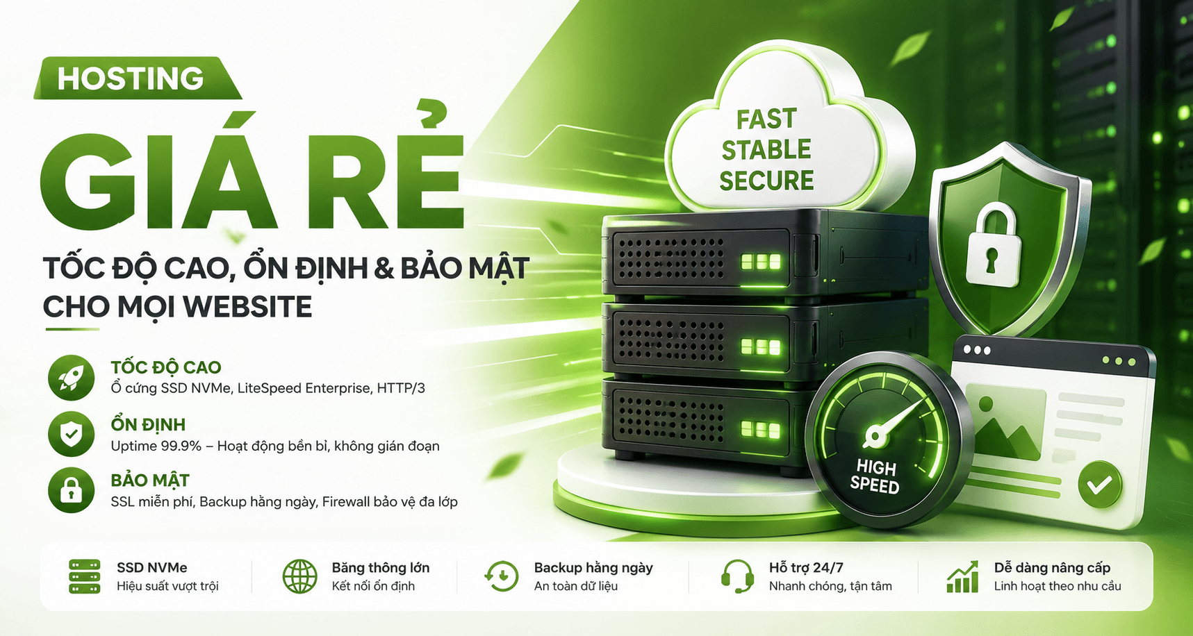 Hosting Giá Rẻ – Tốc Độ Cao, Ổn Định & Bảo Mật Cho Mọi Website