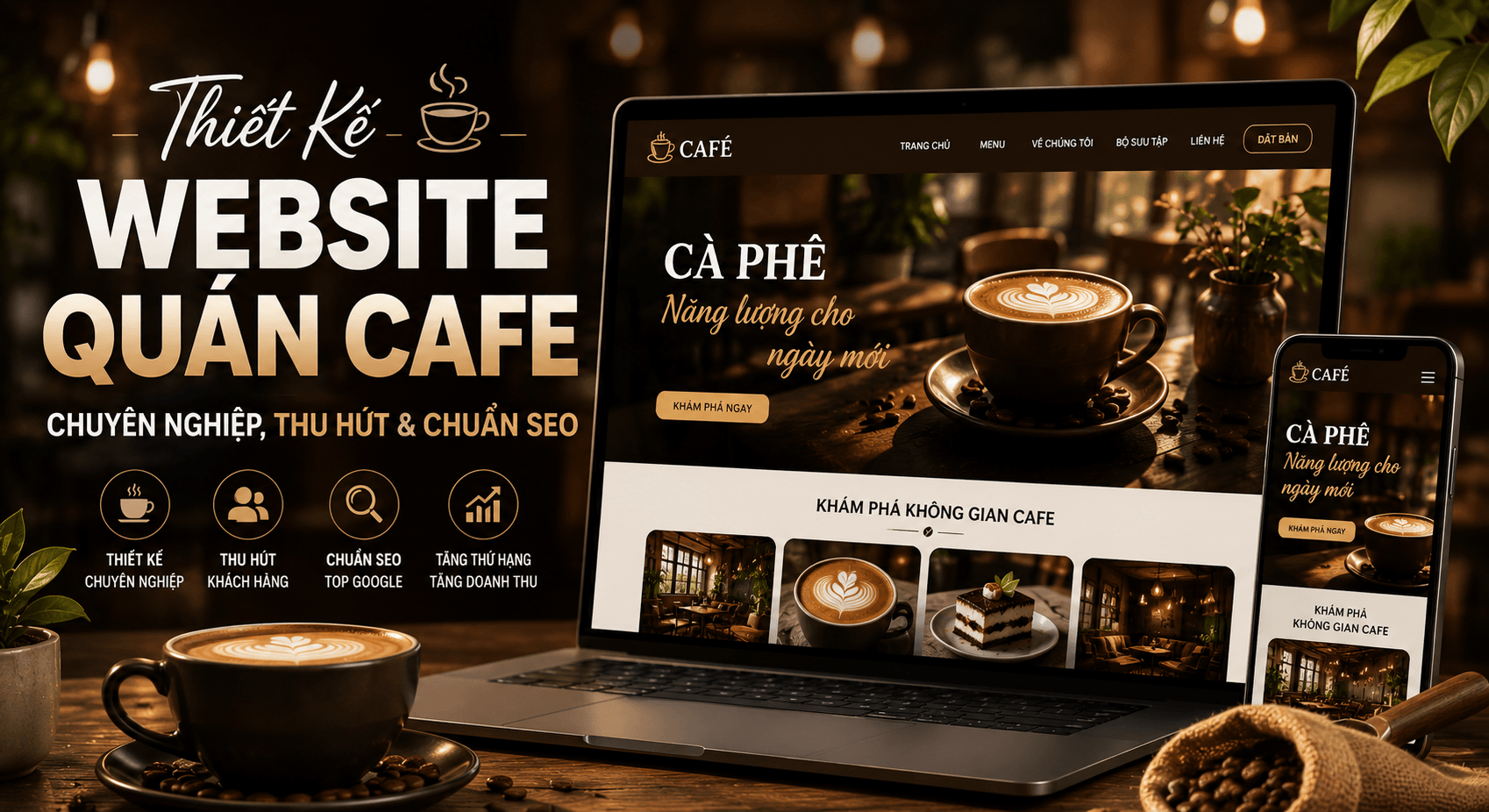 Thiết Kế Website Quán Cafe Chuyên Nghiệp, Thu Hút & Chuẩn SEO