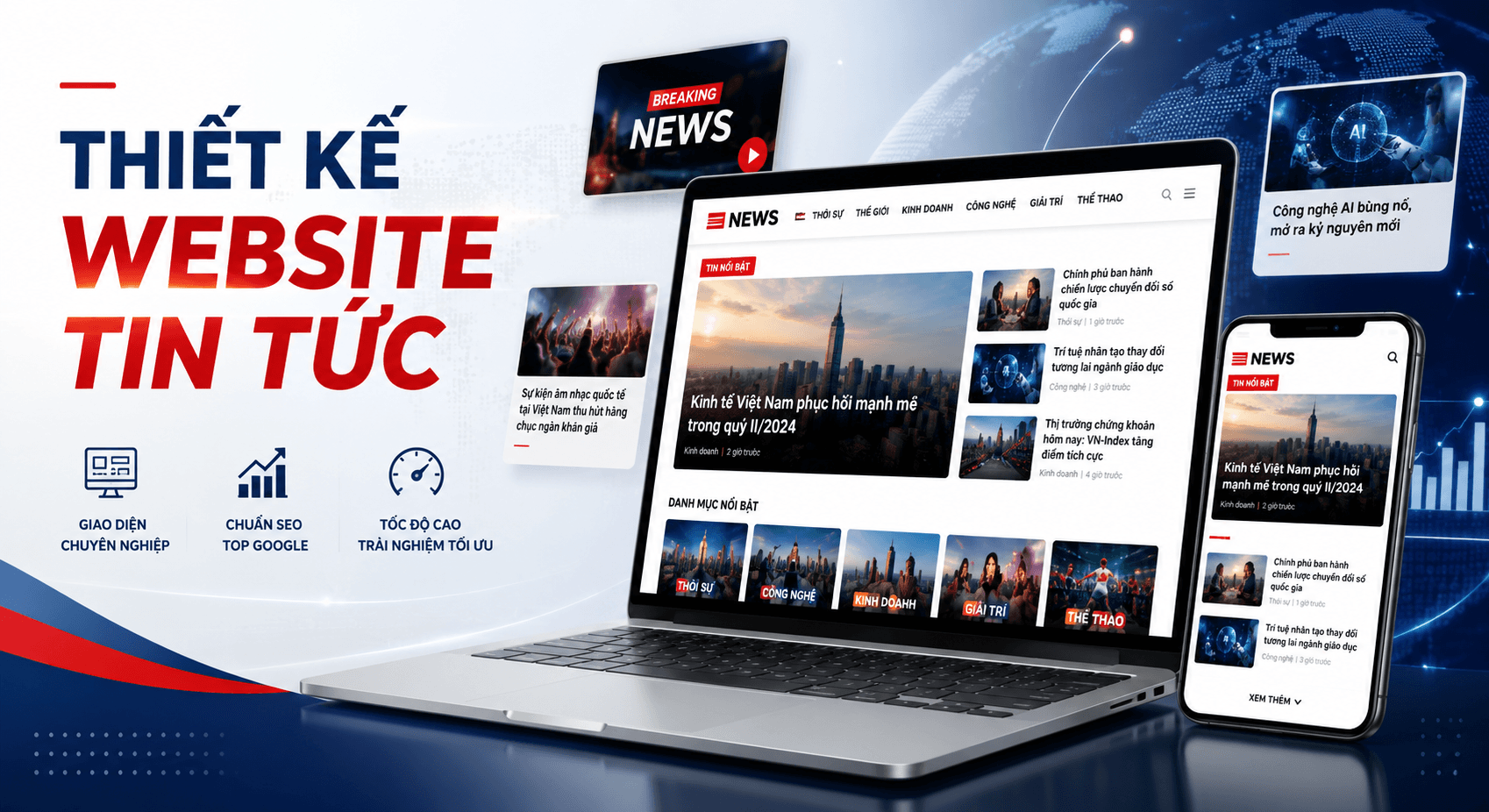 Thiết Kế Website Tin Tức Chuyên Nghiệp, Tốc Độ Cao & Chuẩn SEO
