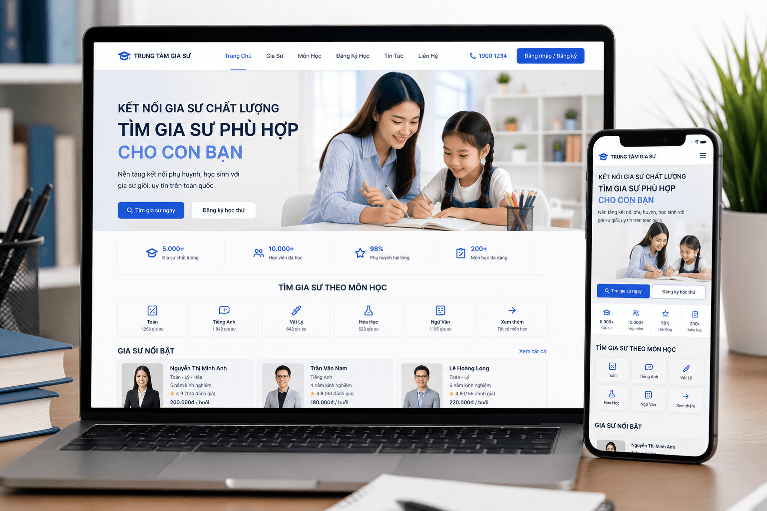 Dịch vụ Thiết Kế Website Trung Tâm Gia Sư