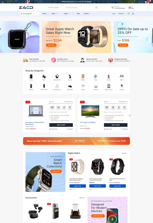 Giao Diện Web Bán Hàng Điện Máy & Công Nghệ Zagg