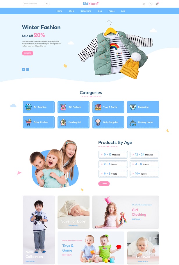 Giao Diện Website Thời Trang & Đồ Chơi Trẻ Em KidXtore – Sinh Động, Chuyên Nghiệp, Tối Ưu Doanh Số