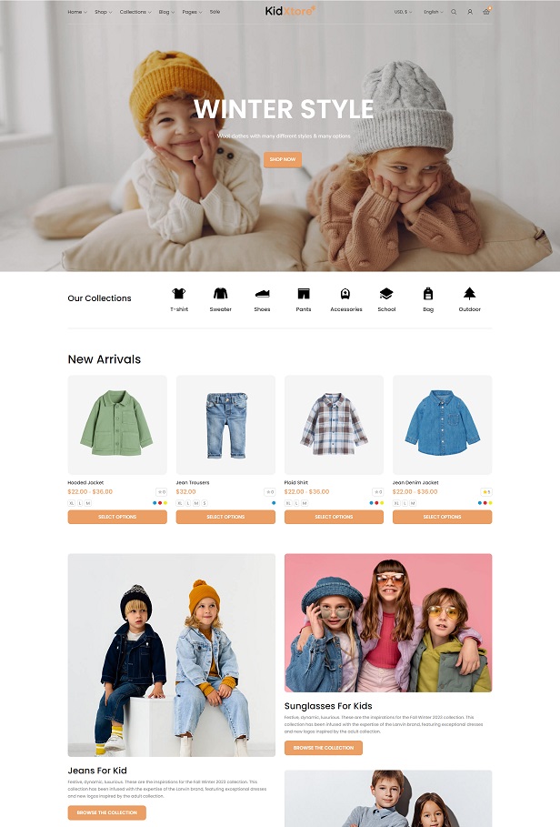 Giao Diện Website Bán Quần Áo Trẻ Em KidXtore