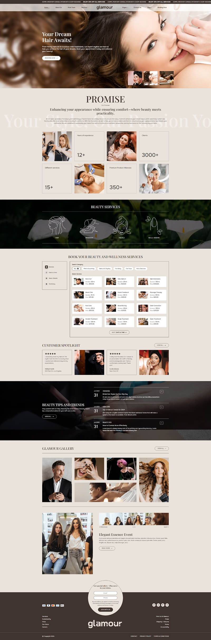 Giao Diện Website Salon Tóc, Spa Làm Đẹp & Thẩm Mỹ Viện Sang Trọng