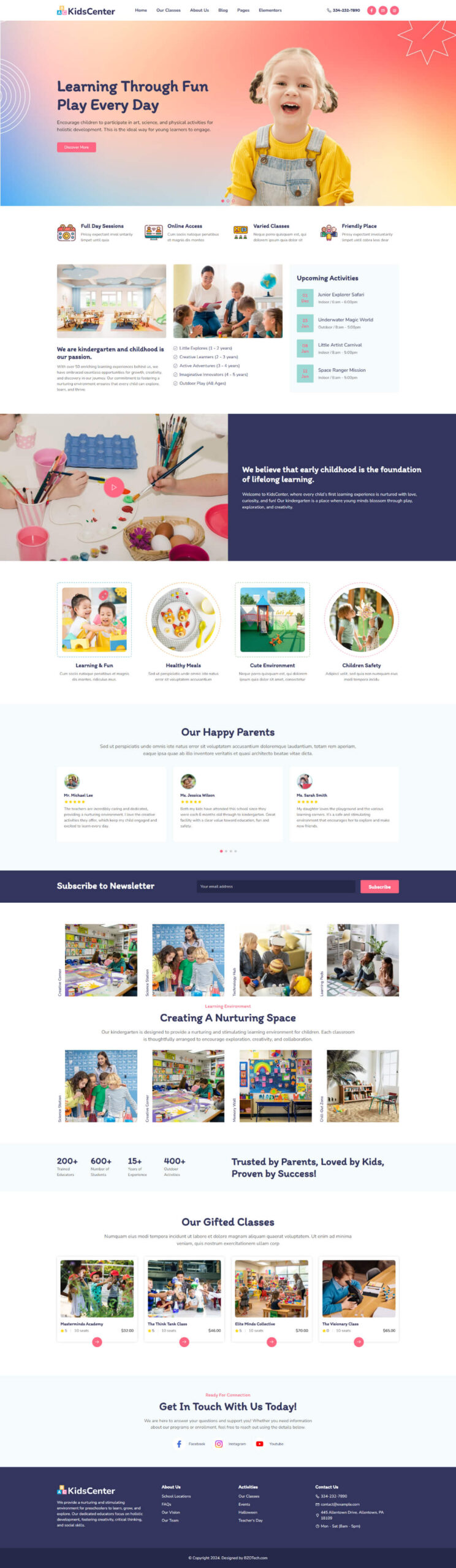 Giao Diện Website Nhà Trẻ Và Phát Triển Tư Duy Trẻ Em