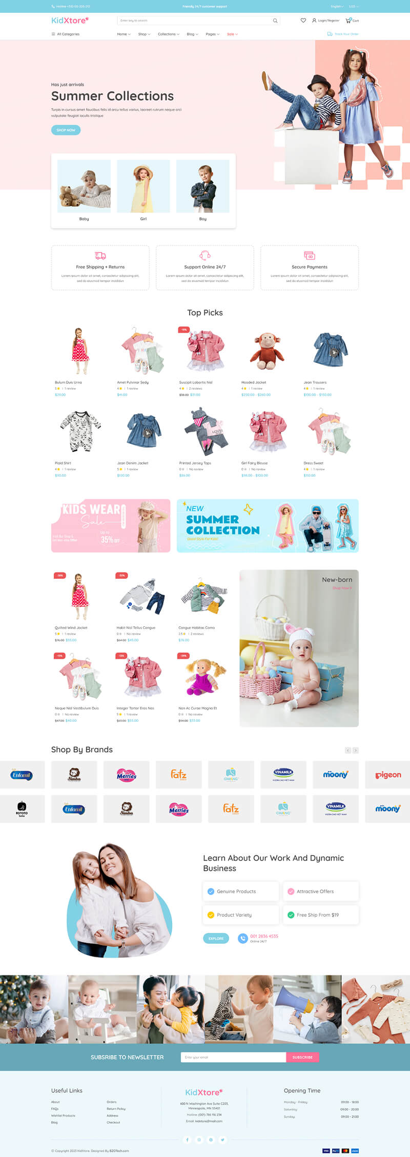 Giao Diện Website Cửa Hàng Thời Trang Trẻ Em & Đồ Sơ Sinh