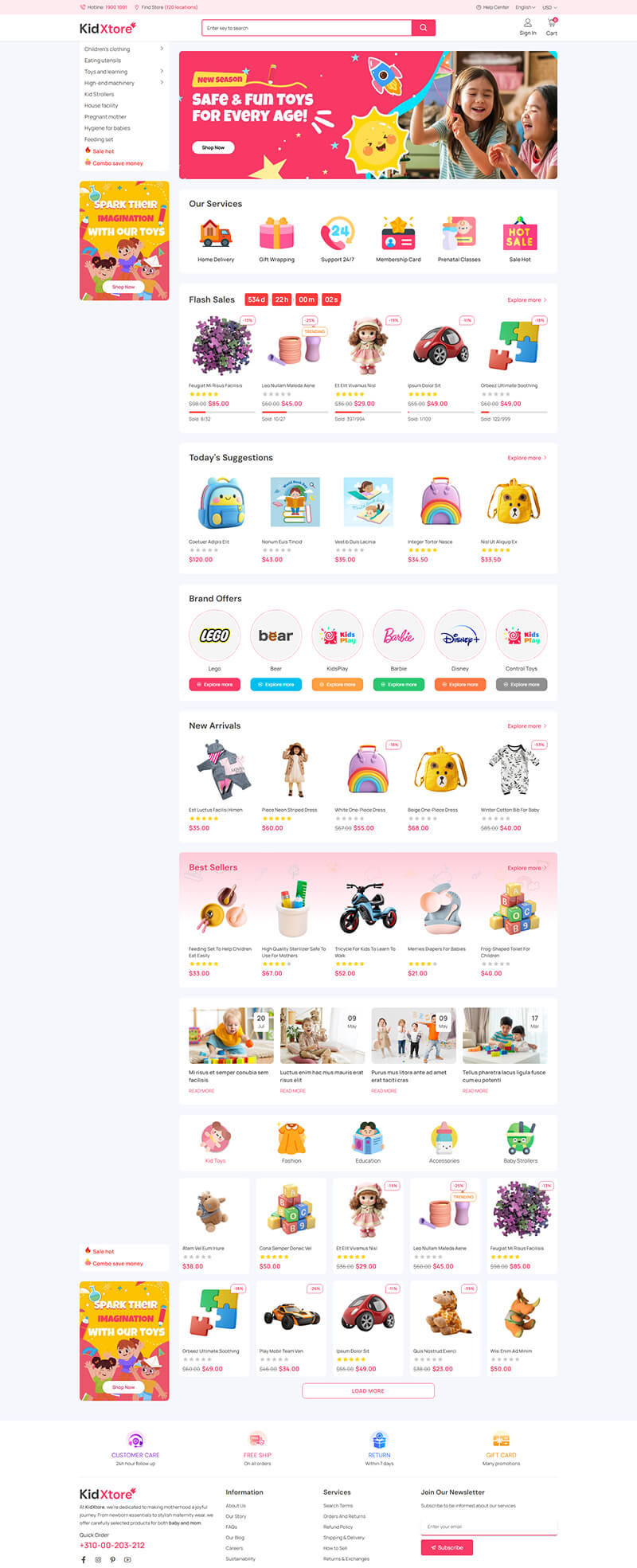 Giao Diện Website Cửa Hàng Đồ Chơi, Thời Trang & Phụ Kiện Cho Bé