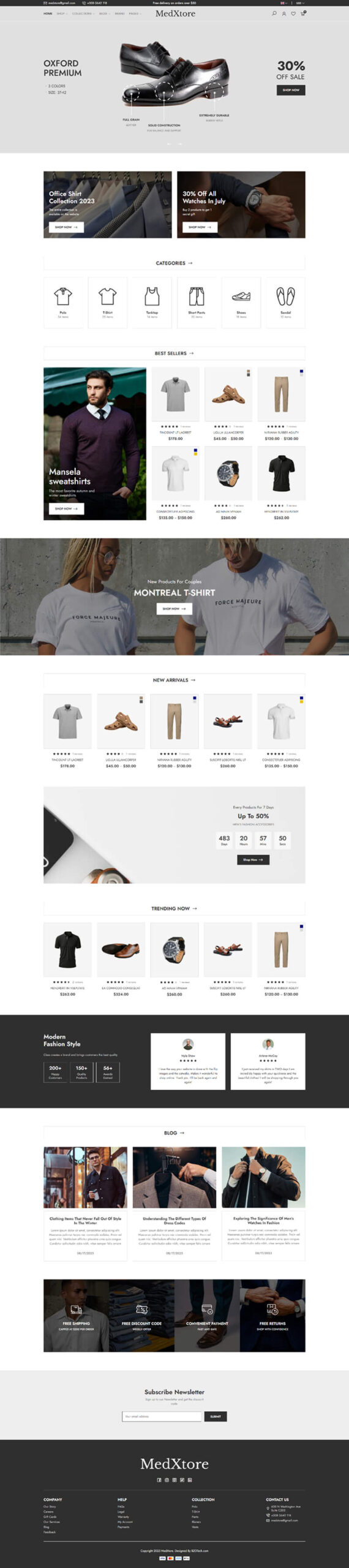 Giao Diện Website Thời Trang Nam MedXtore