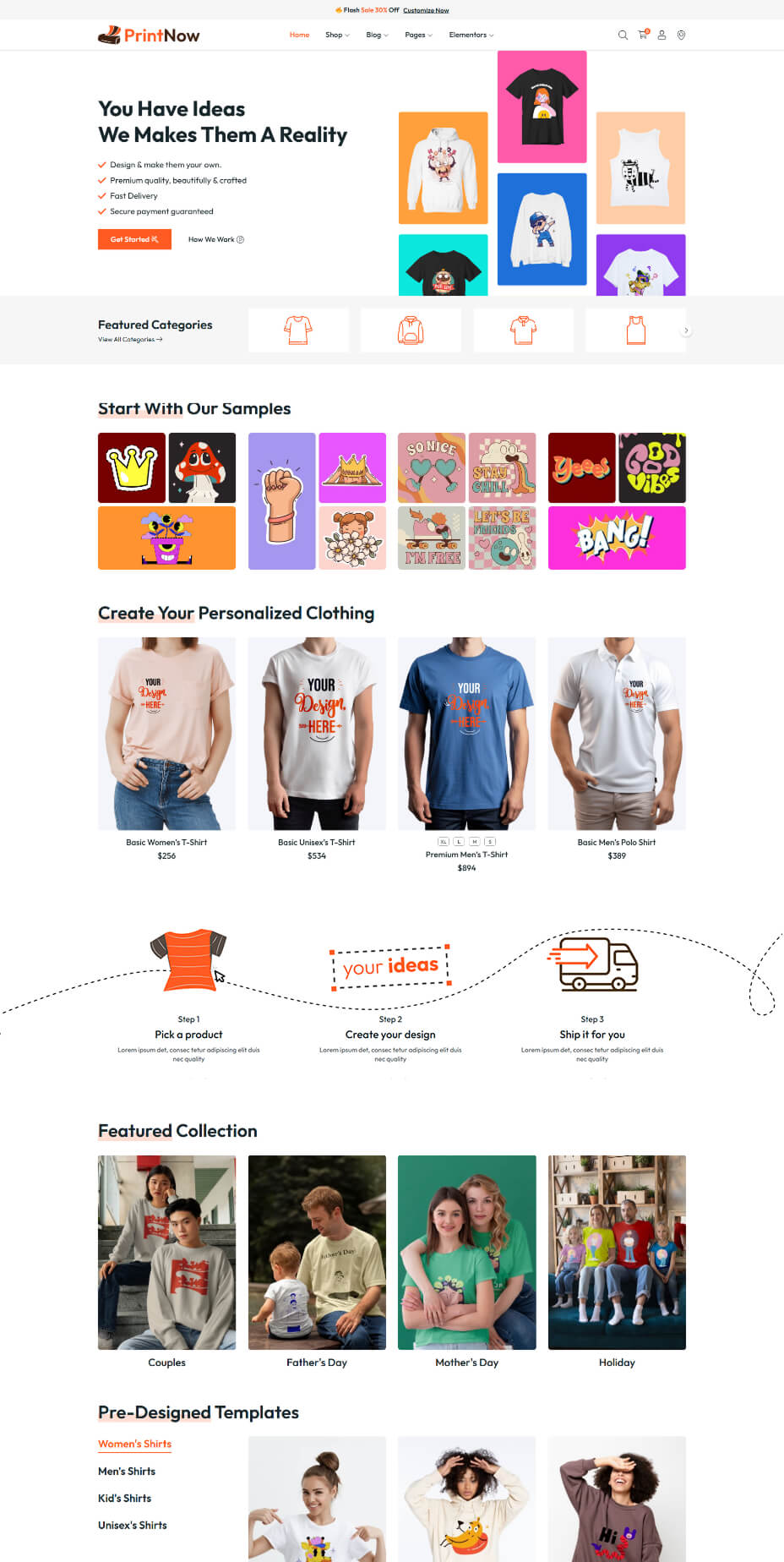 Giao Diện Website Cửa Hàng In Ấn, Thiết Kế Áo Thun & Quà Tặng Theo Yêu Cầu